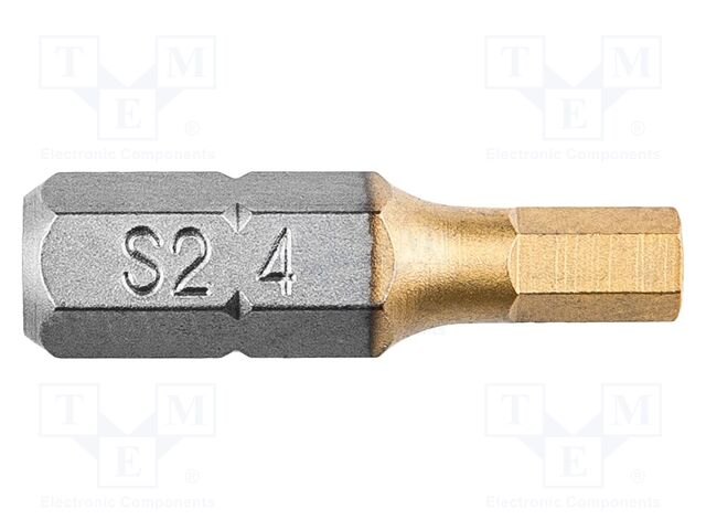 Screwdriver bit; hex key; HEX 4mm; 1/4"; Overall len: 25mm; 2pcs.