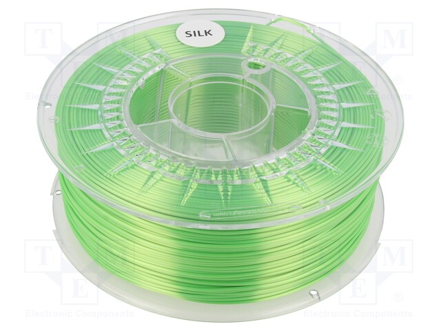 Filament: SILK; 1.75mm; green (light); 225÷245°C; 1kg