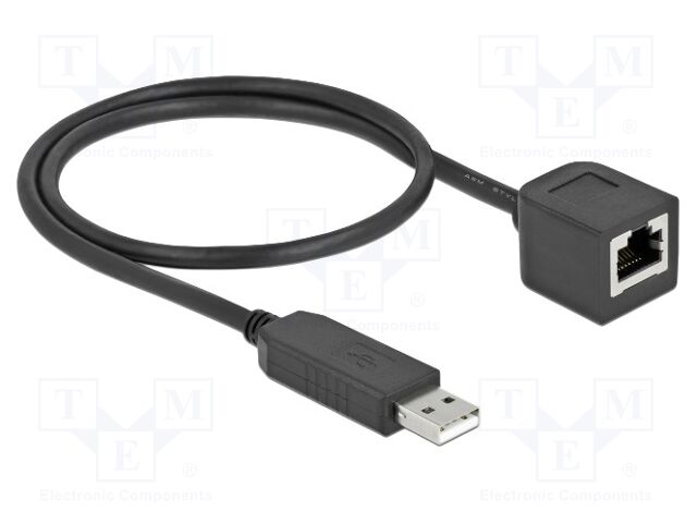 Cable; RJ45 socket,USB A plug; 0.5m; black; 921.6kbps
