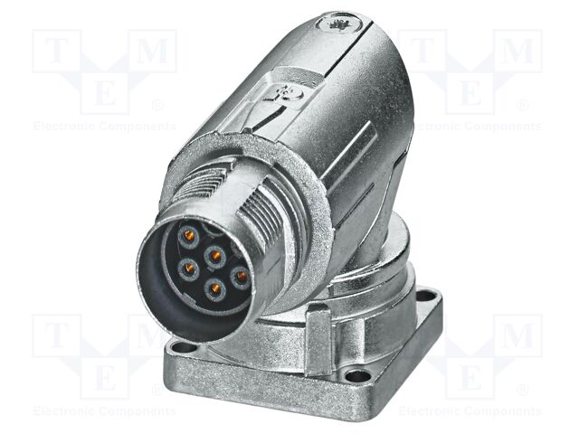 Connector: M17; socket; M17 PRO; PIN: 7; 630V; 14A; IP67; 6+PE; angled