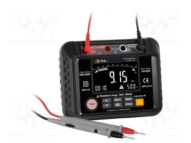 Meter: insulation resistance; LCD 3,7"; VAC: 10÷600V; VDC: 10÷600V