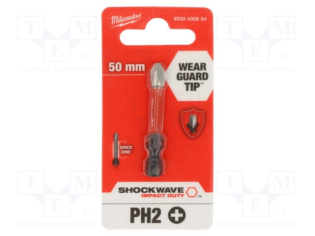 Screwdriver bit; Phillips; PH2; Overall len: 50mm; Kind: impact