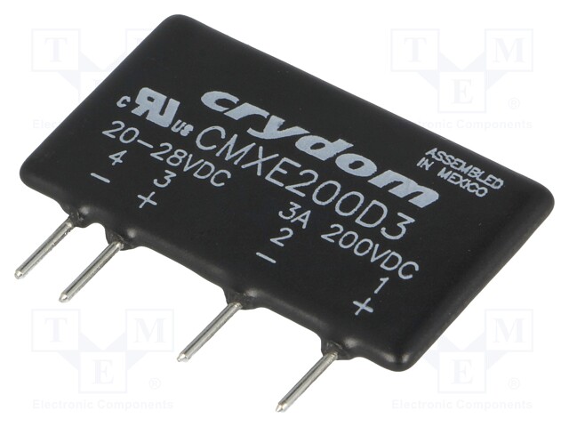 Relay: solid state; Ucntrl: 20÷28VDC; 3A; 0÷200VDC; THT; SIP