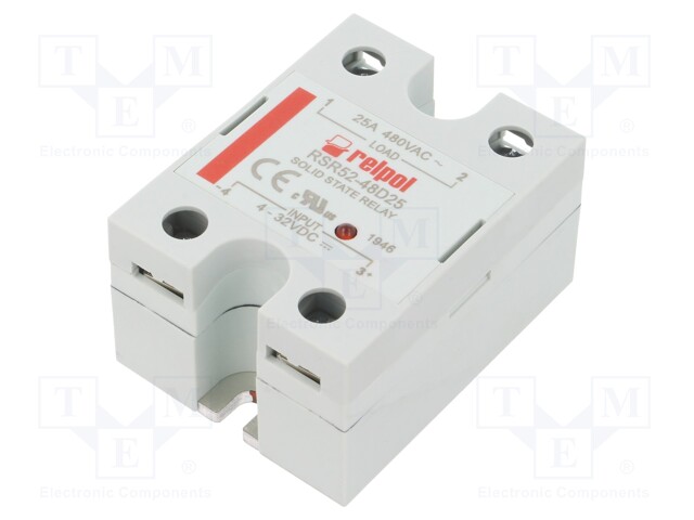 Relay: solid state; Ucntrl: 4÷32VDC; 25A; 48÷530VAC; -30÷80°C; IP20