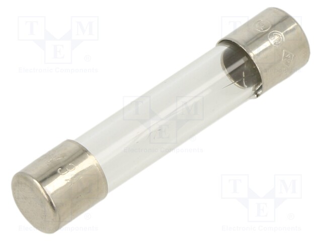 Fuse: fuse; 3A; 250VAC; glass; 6.35x31.8mm; brass; bulk