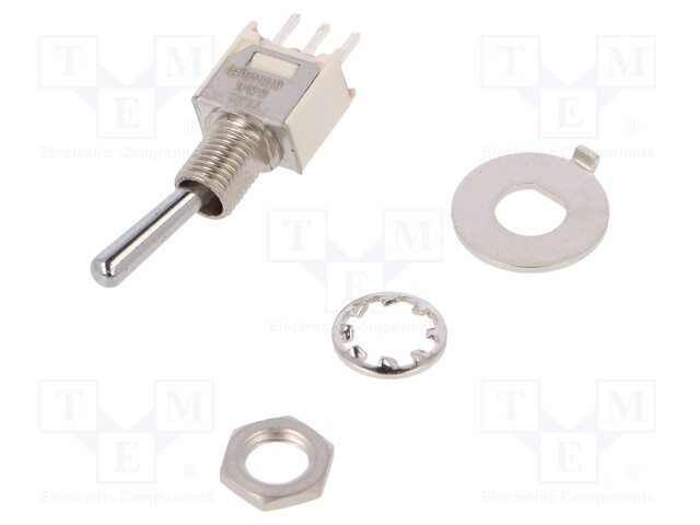 Switch: toggle; Pos: 2; SPDT; ON-ON; 0.02A/20VAC; 0.02A/20VDC