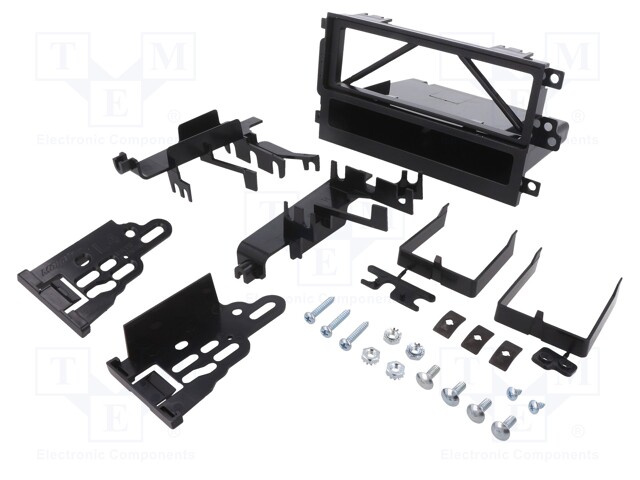 Radio mounting frame; 1 DIN; black