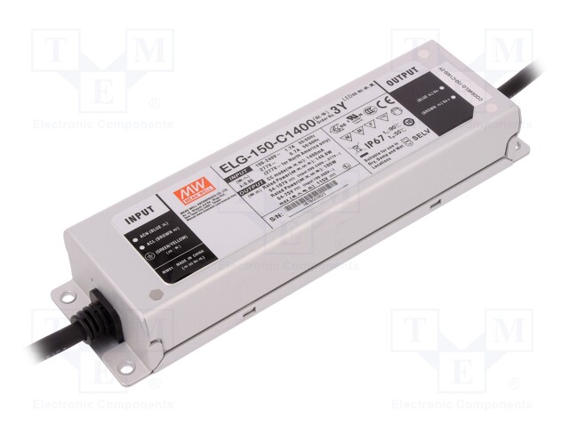 Power supply: switched-mode; LED; 149.8W; 54÷107VDC; 1400mA; IP67