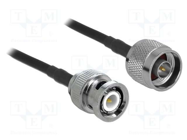 Cable; 10m; BNC male,N male; black; Øcable: 4.95mm; 50Ω