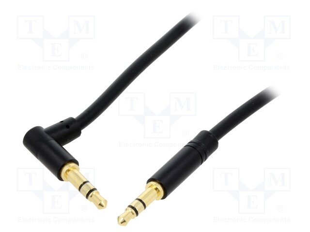 Cable; Jack 3.5mm 3pin angled plug,Jack 3.5mm 3pin plug; 0.5m