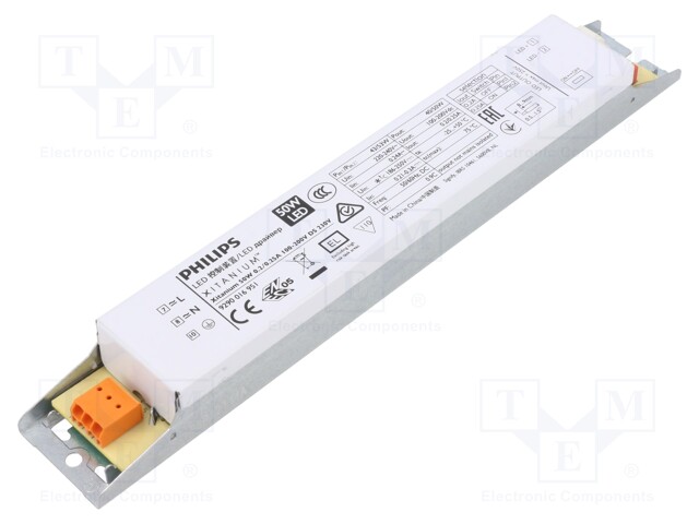 Power supply: switched-mode; LED; 50W; 100÷200VDC; 200÷250mA; IP20