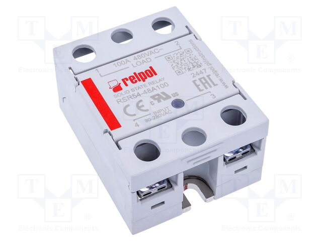 Relay: solid state; Ucntrl: 90÷280VAC; 80A; 24÷530VAC; RSR54; IP20