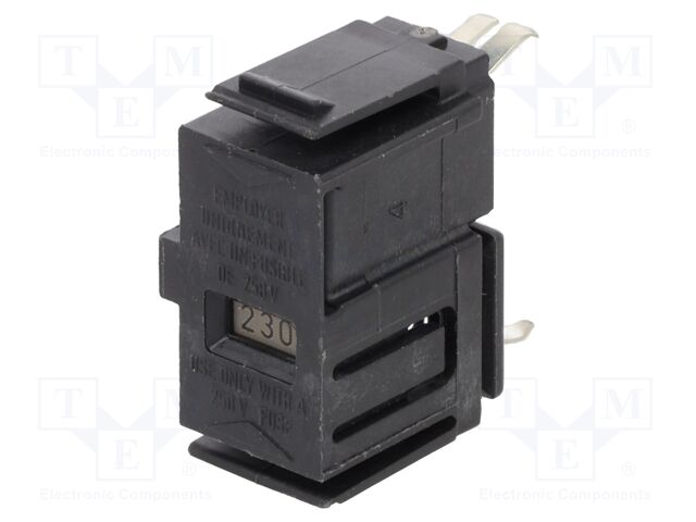 Fuse holder; cylindrical fuses; 5x20mm; snap-fastener; black