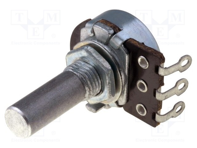 Potentiometer: shaft; single turn; 220kΩ; 100mW; ±20%; 6mm; carbon