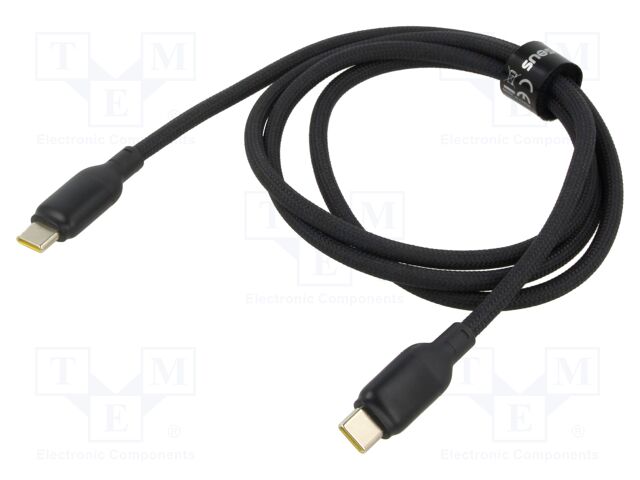 Cable; USB C plug,both sides; 1m; black; textile; 240W