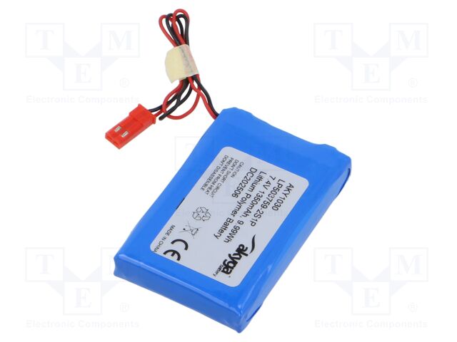 Re-battery: Li-Po; 7.4V; 1358mAh; cables,JST SYP-02T-1 socket