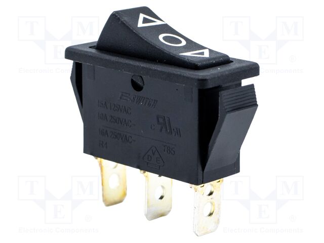 ROCKER; SPDT; ON-OFF-ON; 15A/125VAC; black; none; R4; 30.1x11.1mm