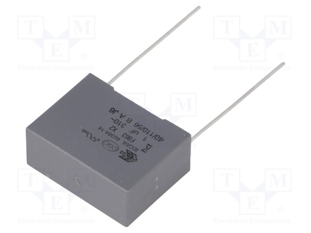 Capacitor: polypropylene; X2; 1uF; 22.5mm; ±10%; 26.5x20x11mm