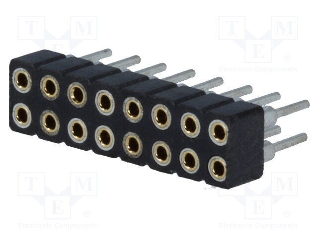 Socket; pin strips; female; PIN: 16; turned contacts,low profile