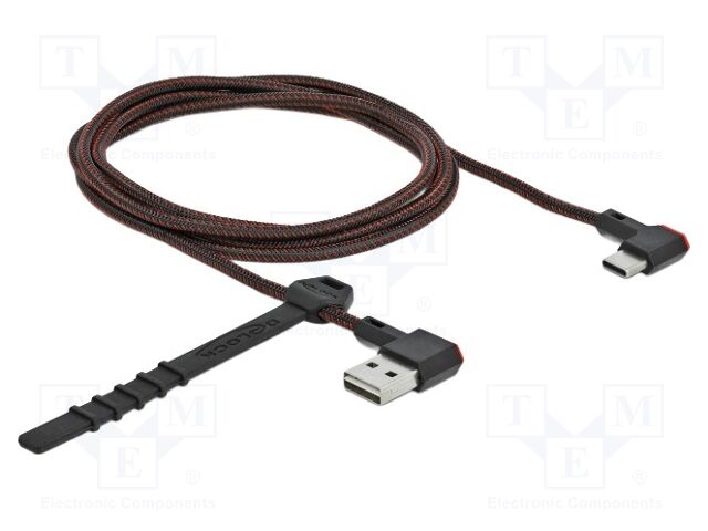 Cable; USB 2.0; gold-plated; 1.5m; black,red; 24AWG,28AWG; 480Mbps