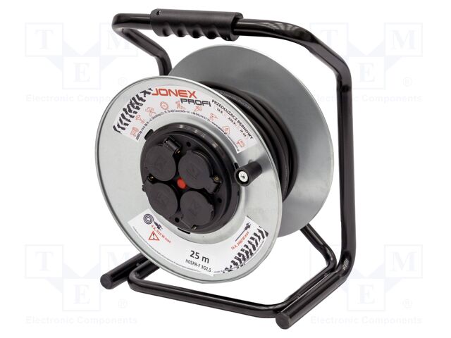 Extension lead; reel,with non-rotating sockets; Sockets: 4; 25m