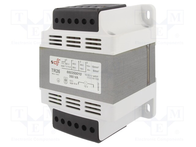 Transformer: safety; 300VA; 230VAC; 12V; IP20; Mounting: DIN
