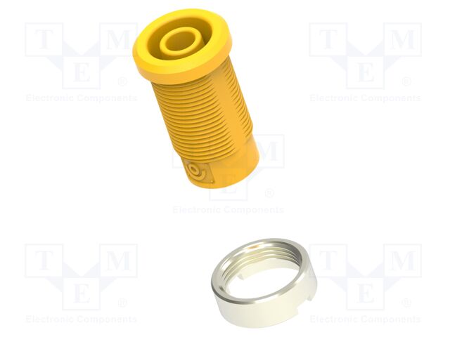 Connector: 4mm banana; socket; yellow; m3 hole; insulated