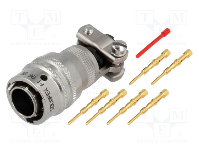 Connector: circular; PT; plug; male; PIN: 6; with cable clamp; 7.5A