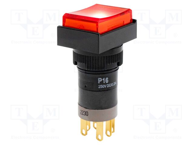 Switch: push-button; Pos: 2; SPST NC + NO; 5A/250VAC; 6A/24VDC