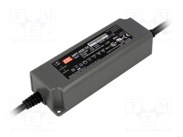 Power supply: switched-mode; LED; 60.48W; 32.4÷54VDC; 1.12A; IP67