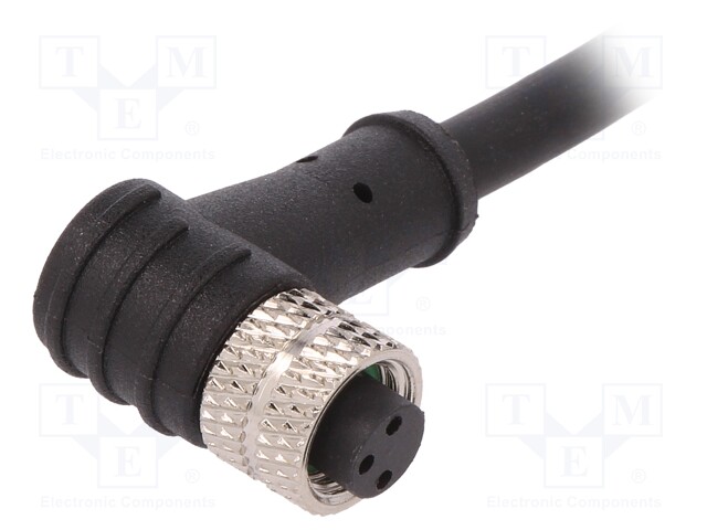 Connector: M8; female; PIN: 3; angled; plug; 3A; 60V; IP67; 1m; TPU