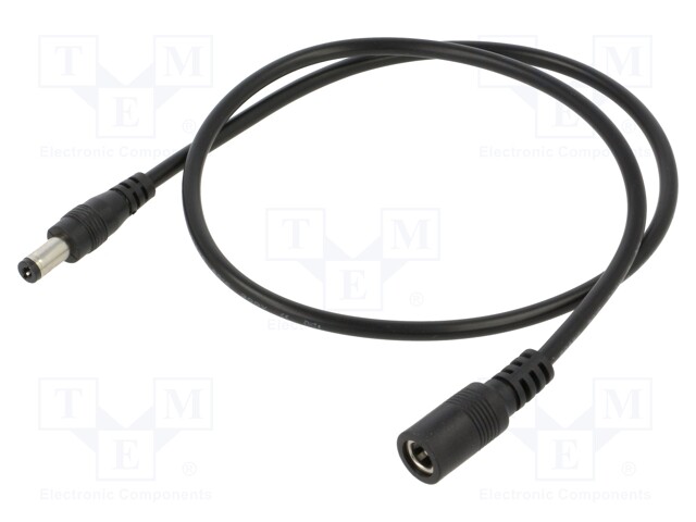 Cable; 2x0.5mm2; DC 5,5/2,1 plug,DC 5,5/2,1 socket; straight