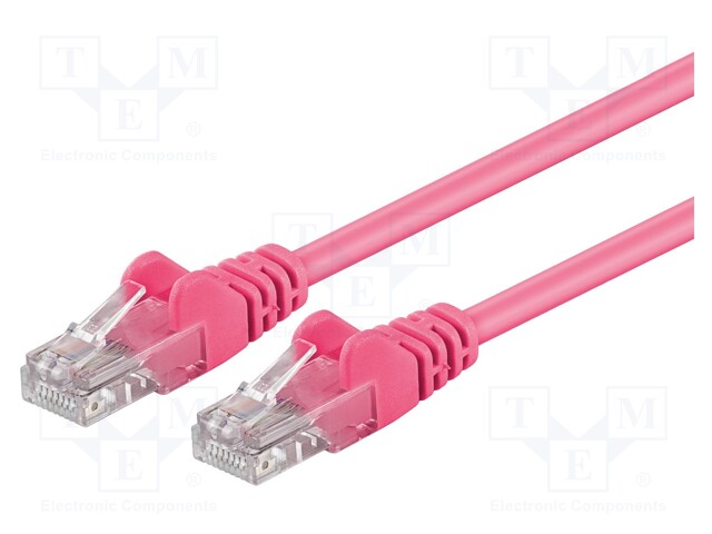 Patch cord; U/UTP; 5e; stranded; CCA; PVC; pink; 0.25m; 26AWG