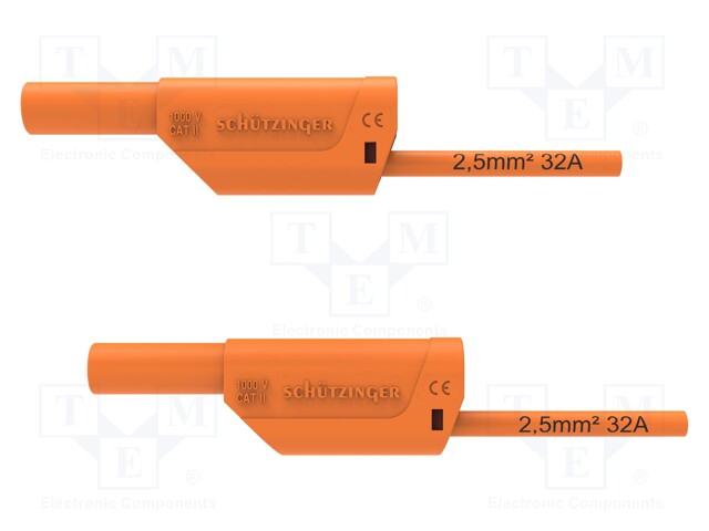 Test lead; 32A; banana plug 4mm,both sides; Urated: 1kV; Len: 1.5m