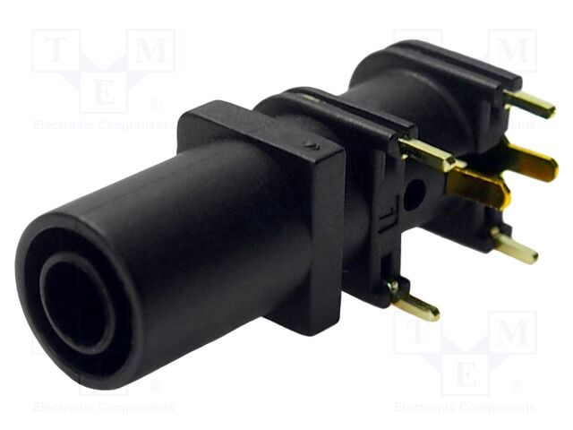 Connector: 4mm banana; socket; 1kVDC; 10A; 33mm; black; gold-plated