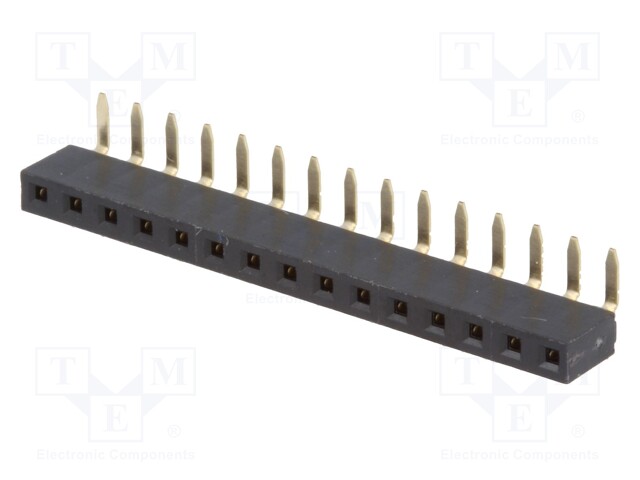 Socket; pin strips; female; PIN: 15; angled 90°; 2.54mm; THT; 1x15