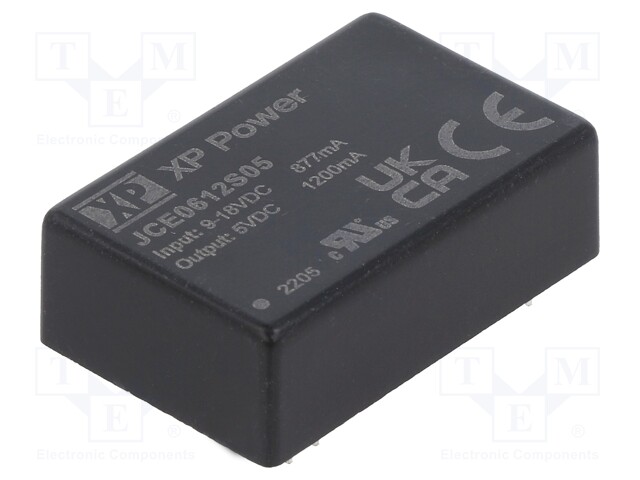 Isolated Board Mount DC/DC Converter, 2:1 Input, ITE, 1 Output, 6 W, 5 V, 1.2 A