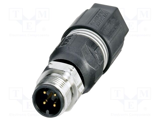 Connector: M12; plug; PIN: 4; 250V; straight; IP65; IDC; A code; 4A