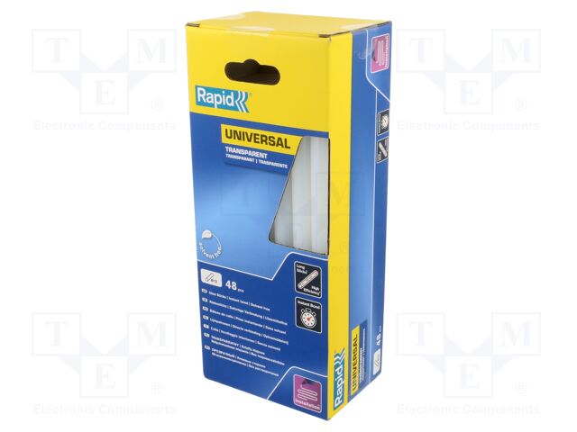 Hot melt glue; Ø: 12mm; transparent; L: 190mm; Bonding: 30s; 48pcs.