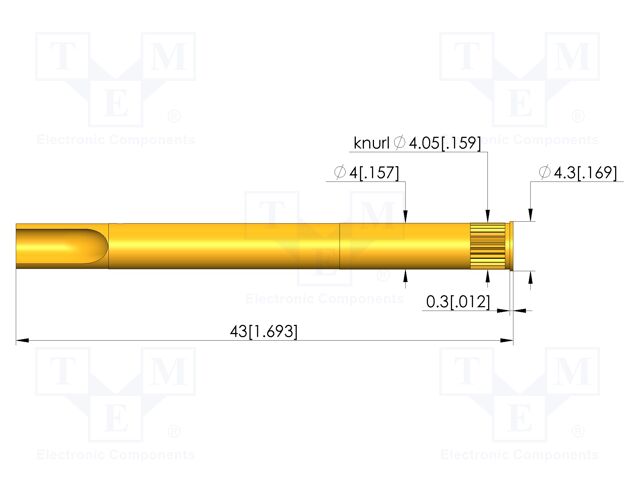 Test probe socket; gold-plated; KS-150; soldered; L: 43mm