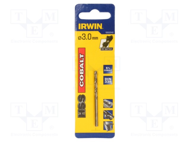 Drill bit; for metal; Ø: 3mm; L: 61mm; Working part len: 33mm