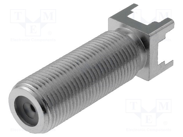 Socket; F; female; with long thread; straight; 75Ω; THT; 1GHz