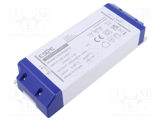 Power supply: switching; LED; 320W; 24VDC; 13.3A; 220÷240VAC; IP20