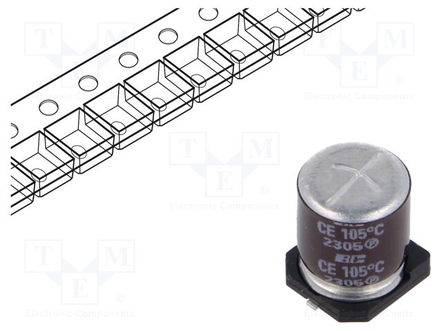 SMD Aluminium Electrolytic Capacitor, Radial Can - SMD, 100 µF, 25 V, 0.5 ohm, 153 CRV Series