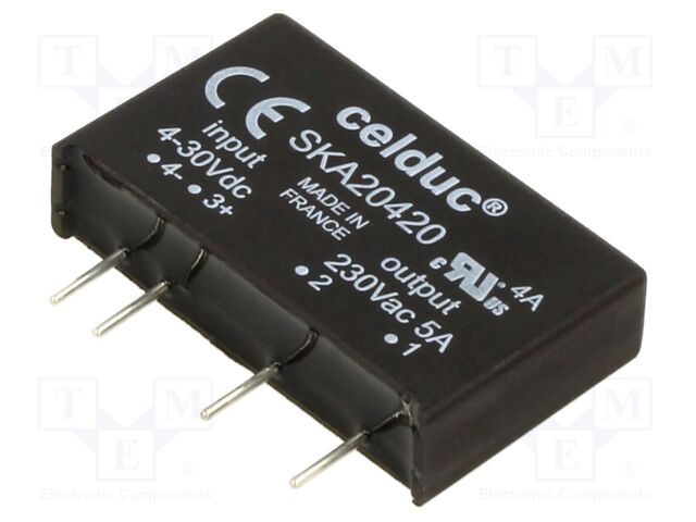 Relay: solid state; SPST-NO; Ucntrl: 4÷30VDC; 5A; 12÷275VAC