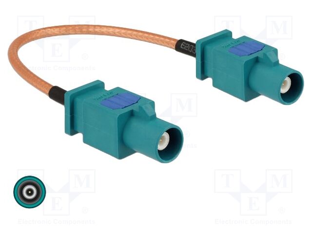 Cable; 150mm; Fakra Z male,both sides; transparent; Øcable: 2.6mm