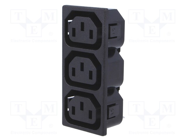 Connector: AC supply; splitter; 10A; 250VAC; IEC 60320; C13 (F)