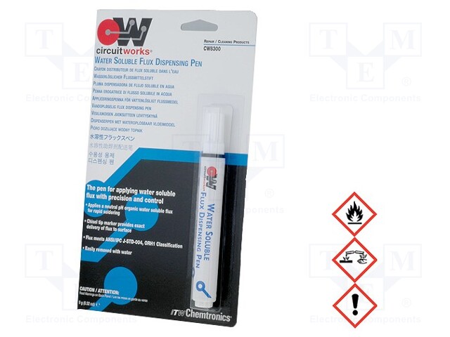 Flux: rosin-free; halide,organic,ORH1,Water Soluble; pen; 9ml