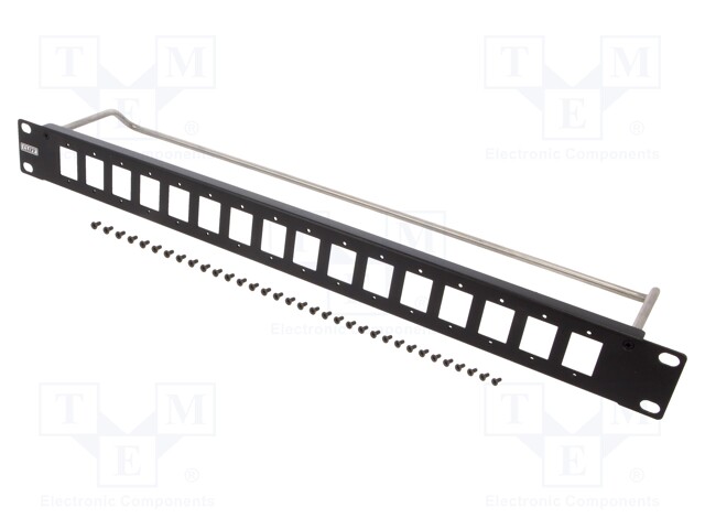 Patch panel; mounting adapter; SLIM; RACK; screw; 29mm; 19"