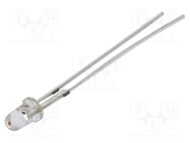 LED; red; 3mm; 100000mcd; 15°; Front: convex; 2.3÷2.8VDC; -30÷85°C